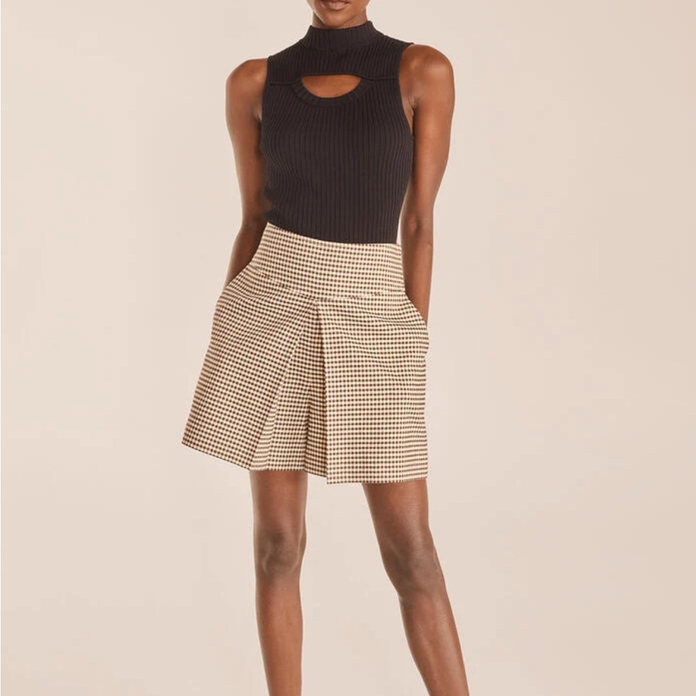 Rebecca Taylor NWT Check Skort Size 6 Spring Check Espresso Combo